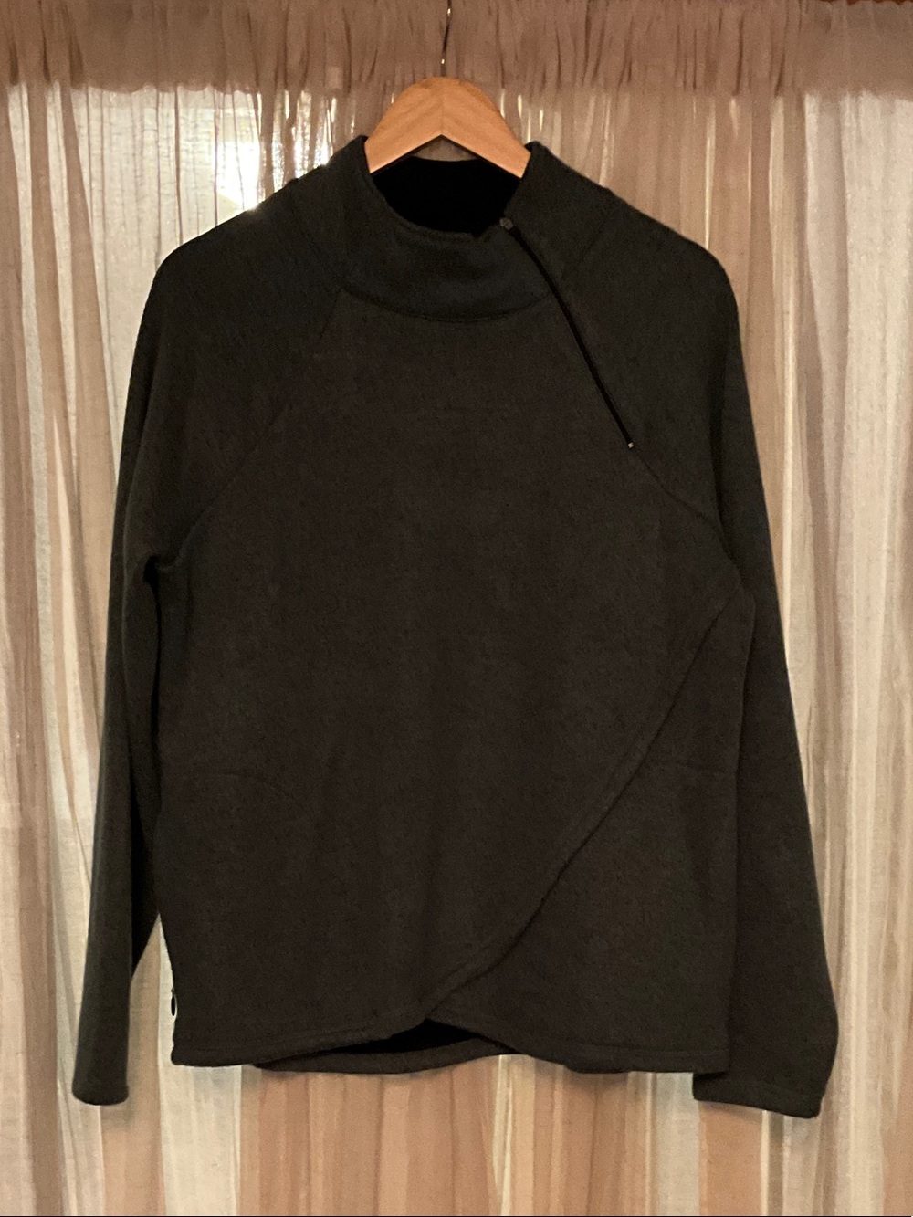 Aventura Dark Olive Cowl Wrap Pullover